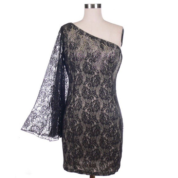 One shoulder lace dress - Picture 2 of 4