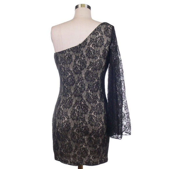One shoulder lace dress - Picture 3 of 4