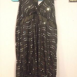 Black shirt with silver sparkle polka dots