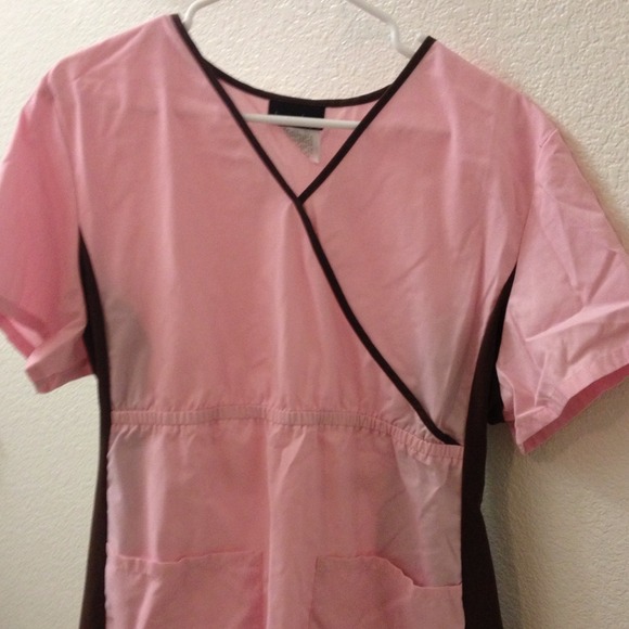 Sold!!!! Light pink and brown Cherokee scrub top.