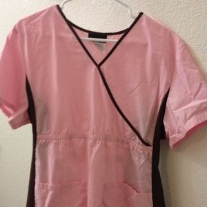 Sold!!!! Light pink and brown Cherokee scrub top.