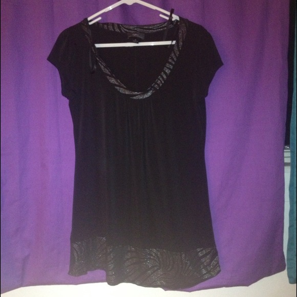 Black Zebra Print Sparkly Silver Shirt