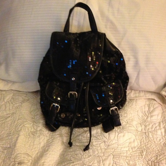 Black sequin back pack