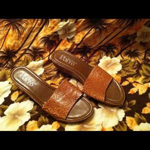 Franco Sarto Brown Leather Wedges