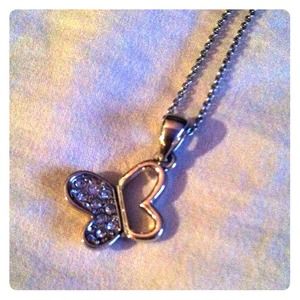 LIA SOPHIA SILVER TONE BUTTERFLY NECKLACE