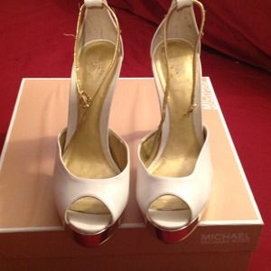 Baby phat open toe heels off white