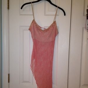 Size M asymmetrical beaded peach top!