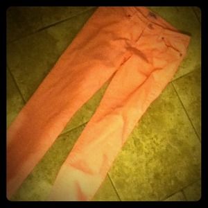 Bright pink skinny jeans