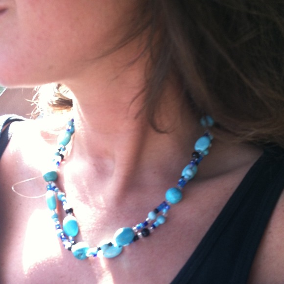 Turquoise hand beaded necklace