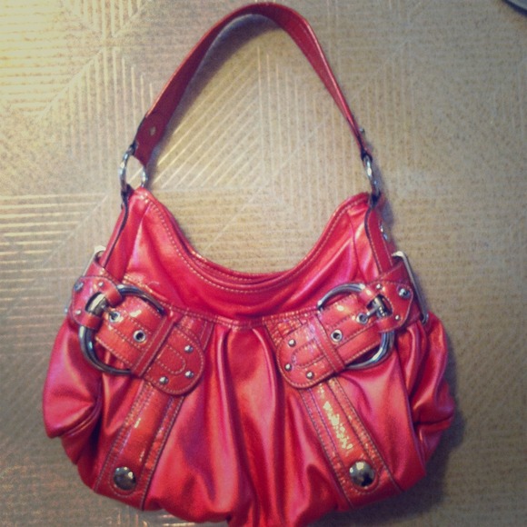 Kathy Van Zeeland Orange / Red Handbag in VGUC