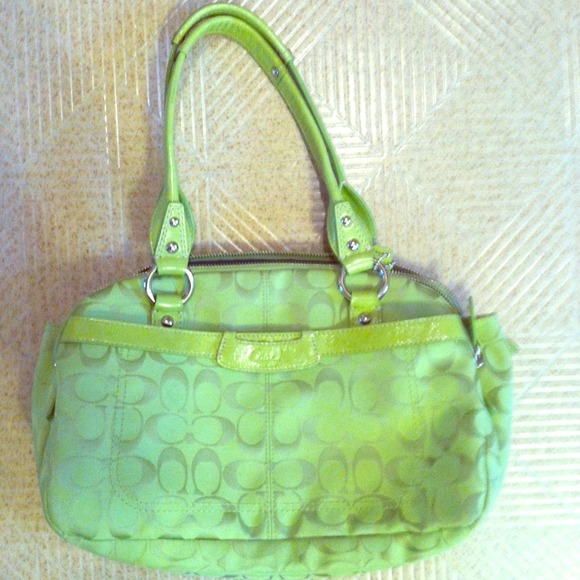 Authentic Lime Green Coach Signature handbag VGUC!