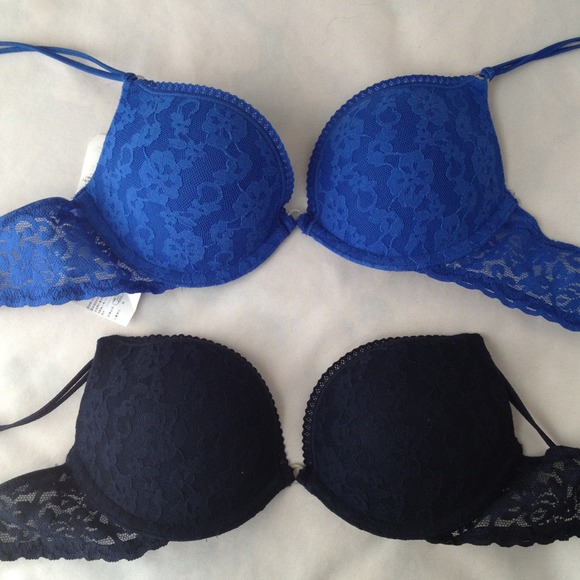 NWOT!!!Two pairs of new lace bras blue and navy