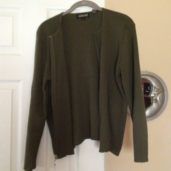 DONATED Olive green zippered cardigan - Picture 2 of 2