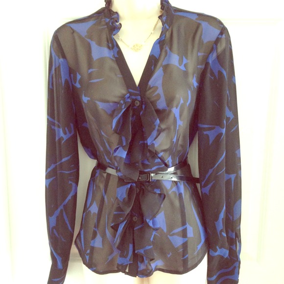 Printed ruffled work blouse