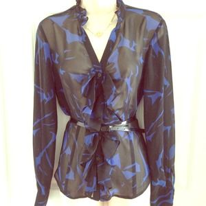 Printed ruffled work blouse