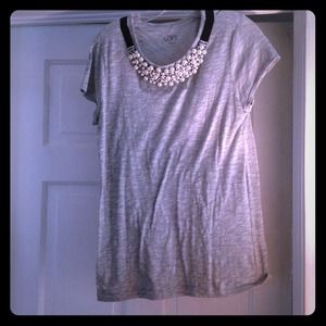 Gray Tee with necklace attached