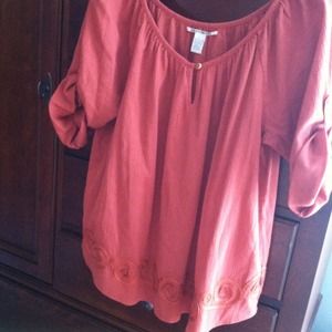 REDUCED! Rust peasant top 3/4 sleeves