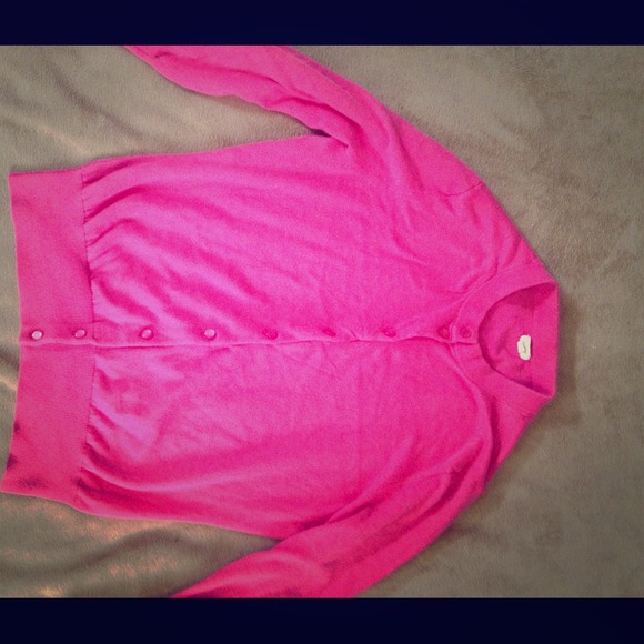 J. Crew pink cardigan.