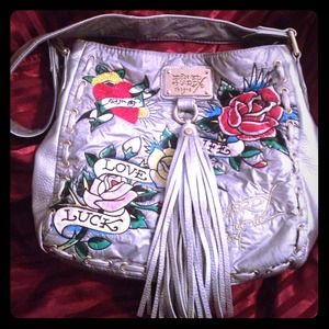 Silver tassel Ed Hardy purse