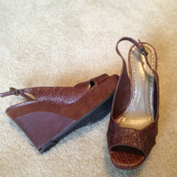 Worn once brown wedge