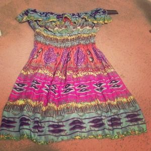 Brand new strapless colorful dress 💗🌟