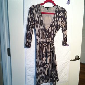 Grey and cream wrap dress