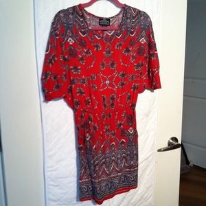 Red print dress