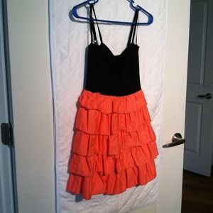 Black and coral dress