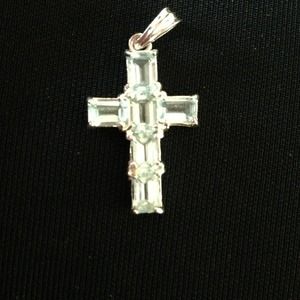 On hold 🚨Sterling silver&aquamarine cross pend