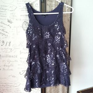 Grey ruffle/sparkle top