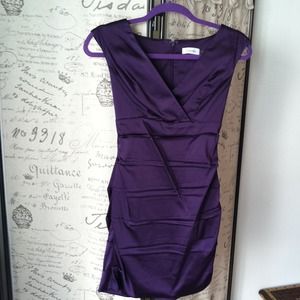 Purple satin cocktail dress