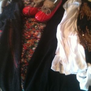 2 dresses, 3 tops, 1 mud shoes