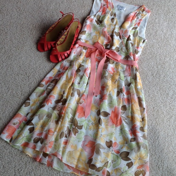 NWOT gorgeous watercolor floral silk lined dress!