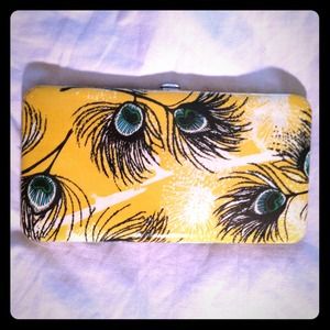Yellow Peacock Feather Wallet