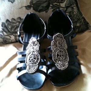 Black & Silver Sandals Sz 9.5