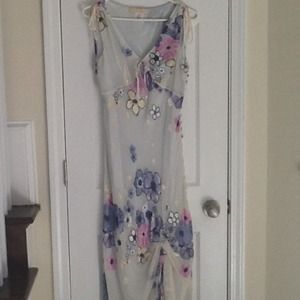 "ON HOLD". Pretty pastel floral ankle length dress