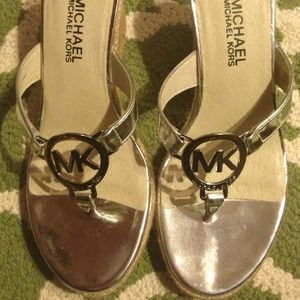 Michael kors silver wedge sandals