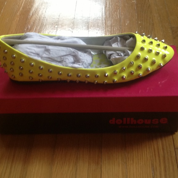 Yellow Spiked Dollhouse Shoes
