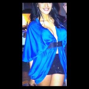 Bebe royal blue butterfly shirt