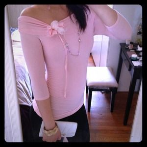 Romantic pink off the shoulder top