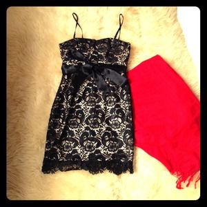 Black lace overlay dress