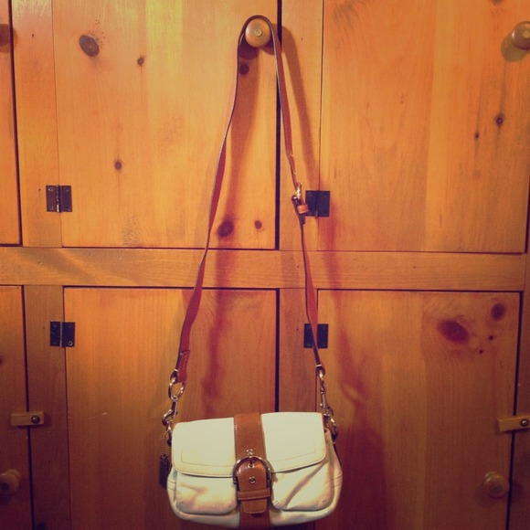 Coach White and Brown Leather Purse