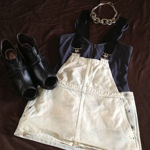 Bleached Denim Overall Skirt