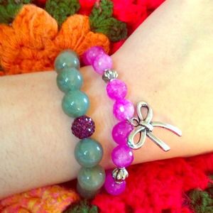 Agate bow bracelet set