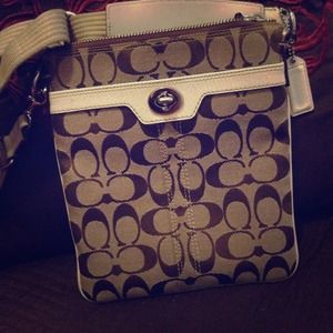 Brown and White Coach Bag