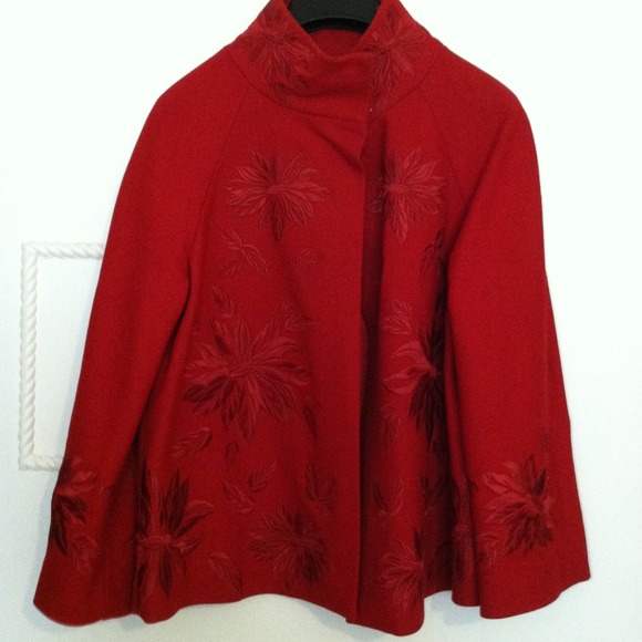 Scarlet Red wool swing coat. Flawless condition