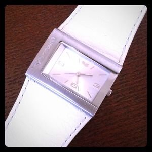 White Leather Vestal Watch