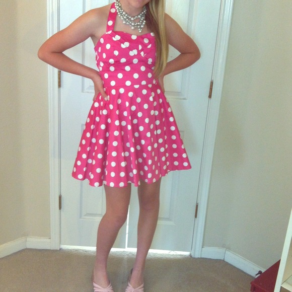 New Cupcake polka dot halter dress medium ModCloth