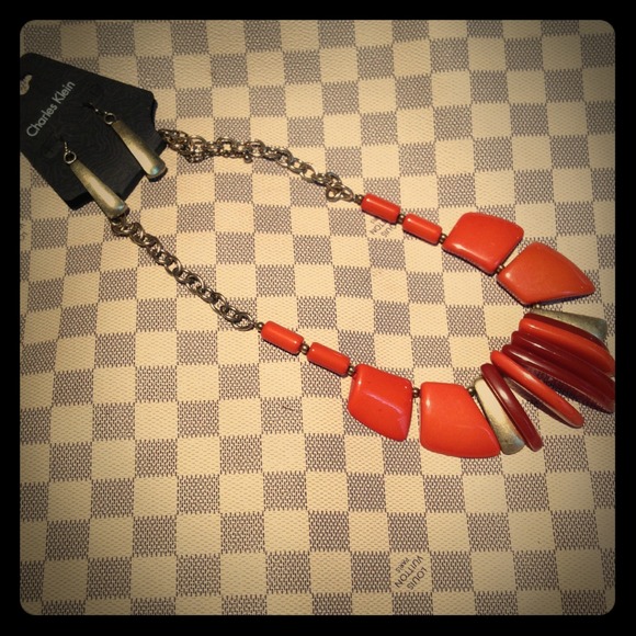 •Necklace & Earring Set •burnt orange/dark gold•