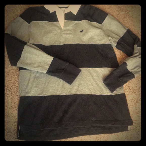 Men's-black and gray rugby shirt